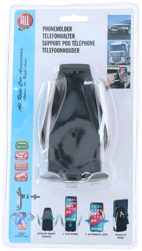 ALL RIDE AUTO TELEFOONHOUDER MET QI LADER 12X7X3 CM - Tuincentrum Lopik