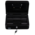 BLACK+DECKER GELDKISTJE MET SLEUTEL 25X8,5X18CM METAAL ZWART - Tuincentrum Lopik