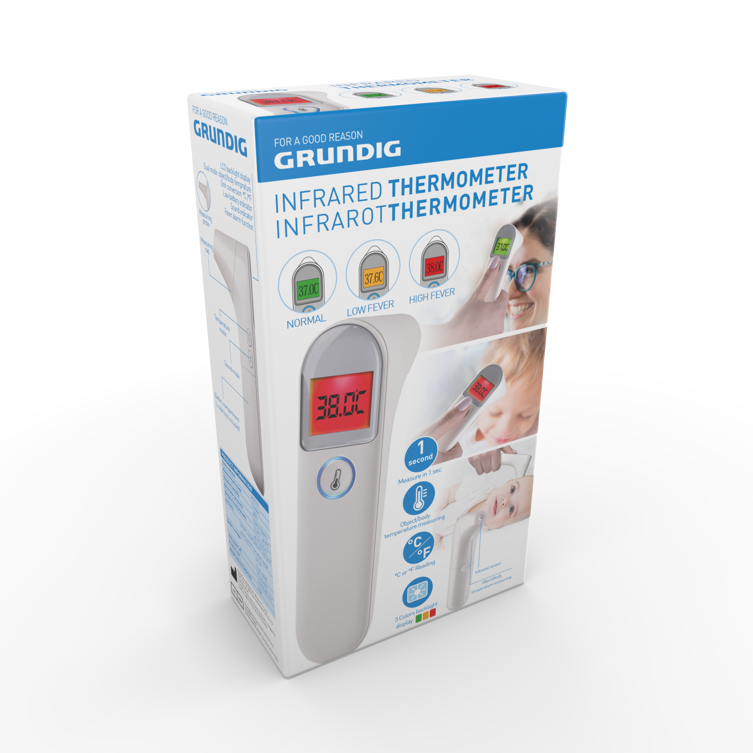 GRUNDIG INFRAROOD OOR- EN VOORHOOFDTHERMOMETER 3-IN-1 - Tuincentrum Lopik