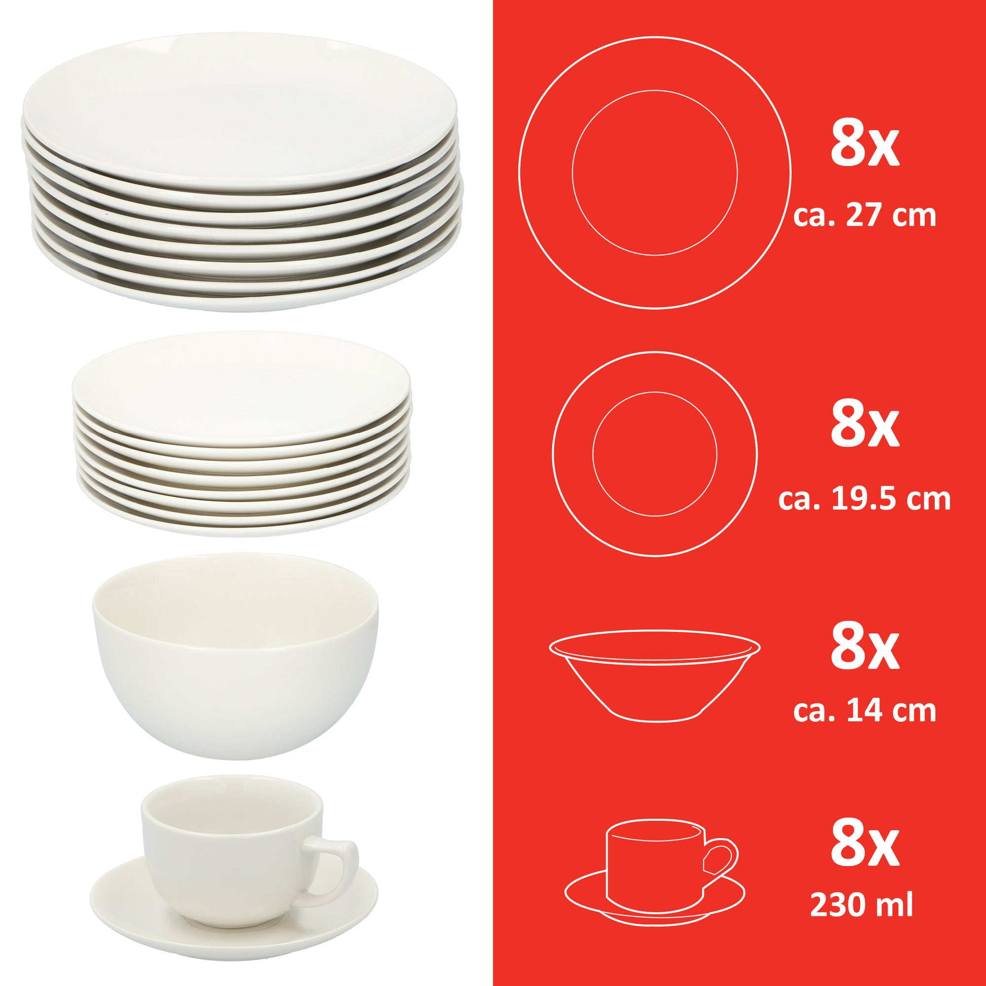 ALPINA SERVIESSET 40-DELIG 8 PERSOONS WIT - Tuincentrum Lopik