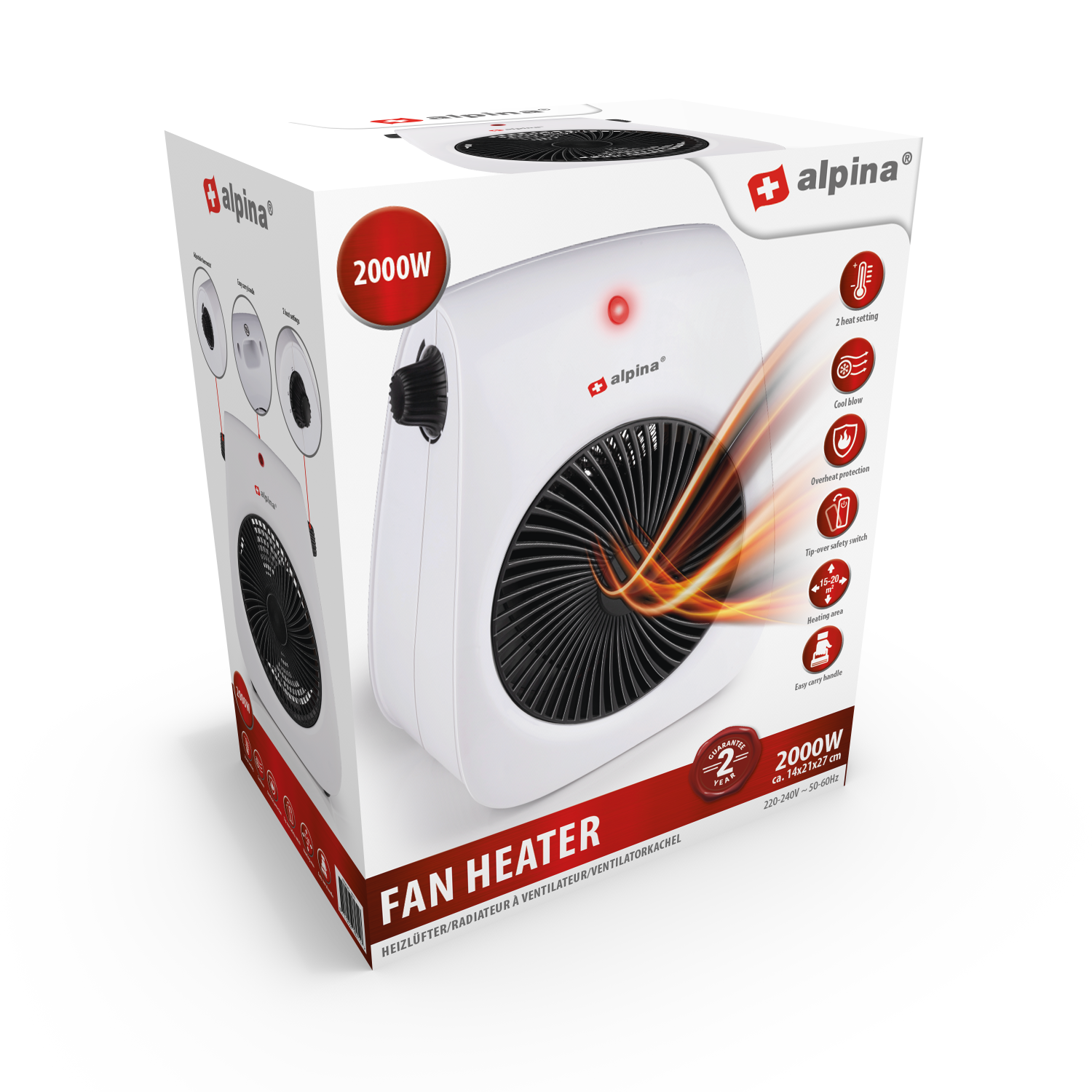 ALPINA VENTILATORKACHEL 2000W - ELEKTRISCHE KACHEL MET VENTILATOR - Tuincentrum Lopik