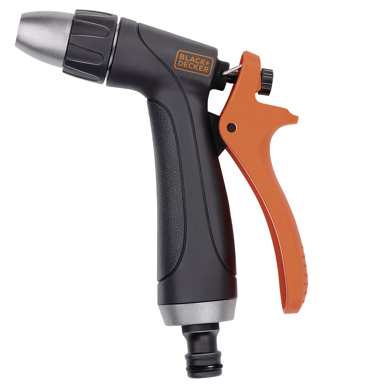 BLACK+DECKER VERSTELBARE SPROEIKOP TUINSLANG KUNSTSTOF ZWART/ORANJE - Tuincentrum Lopik