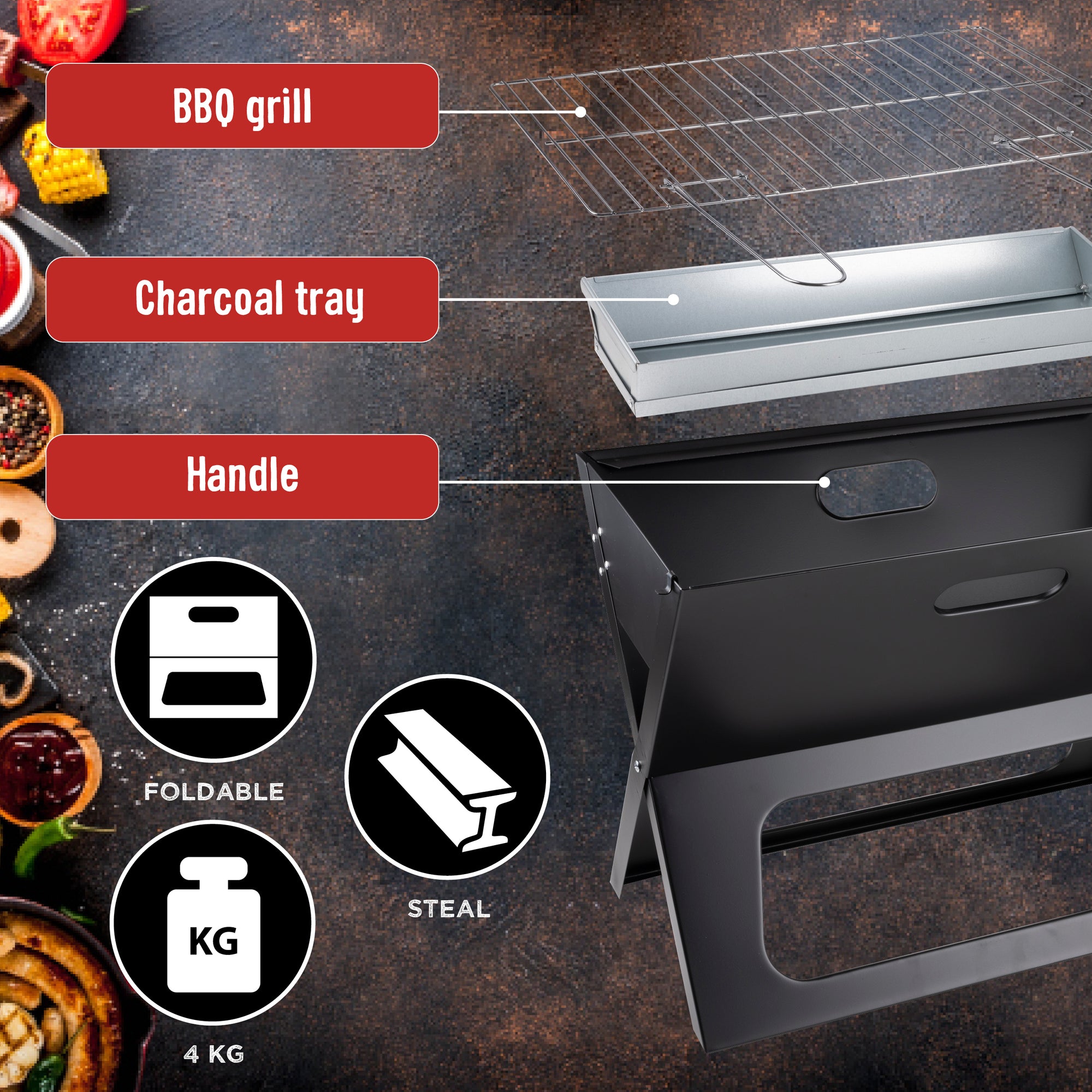 BBQ COLLECTION BARBECUE PORTABLE HOUTSKOOL ZWART - Tuincentrum Lopik