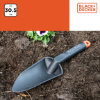 BLACK+DECKER TUINSCHEPJE POLYPROPYLEEN 30,5CM MET MAATAANDUIDING ZWART/ORANJE - Tuincentrum Lopik