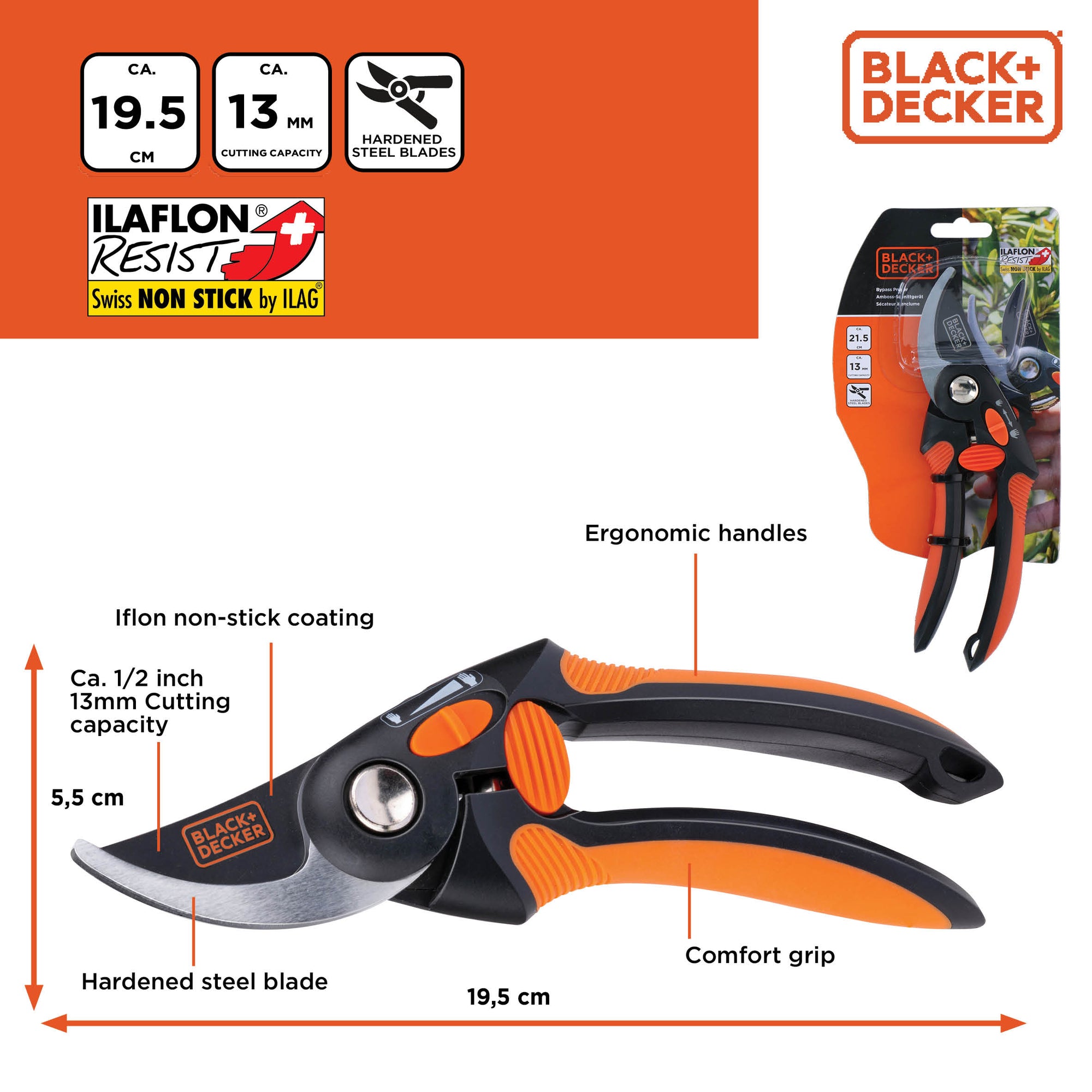 BLACK+DECKER BYPASS PRUNER 21,5CM - Tuincentrum Lopik