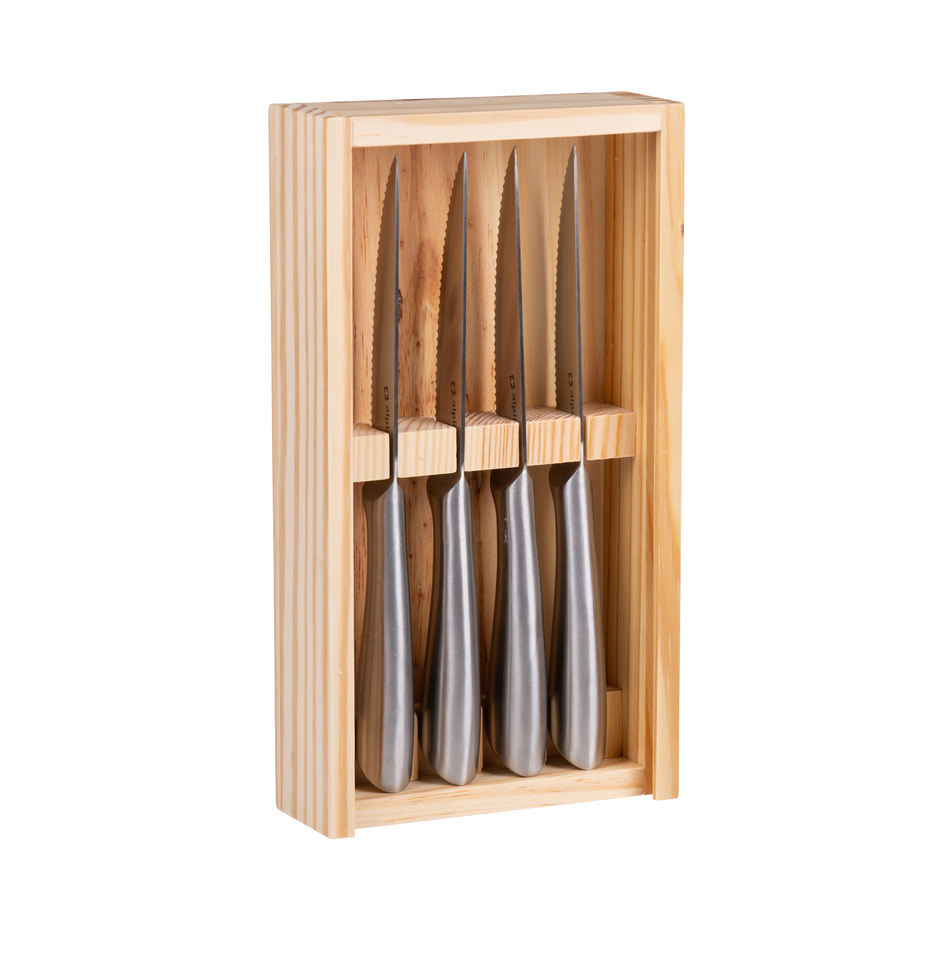 ALPINA STEAKMESSEN SET 4-DELIG IN HOUTEN BOX - Tuincentrum Lopik