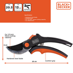 BLACK+DECKER BYPASS SNOEISCHAAR 8" 20,3CM KOOLSTOFSTAAL - Tuincentrum Lopik