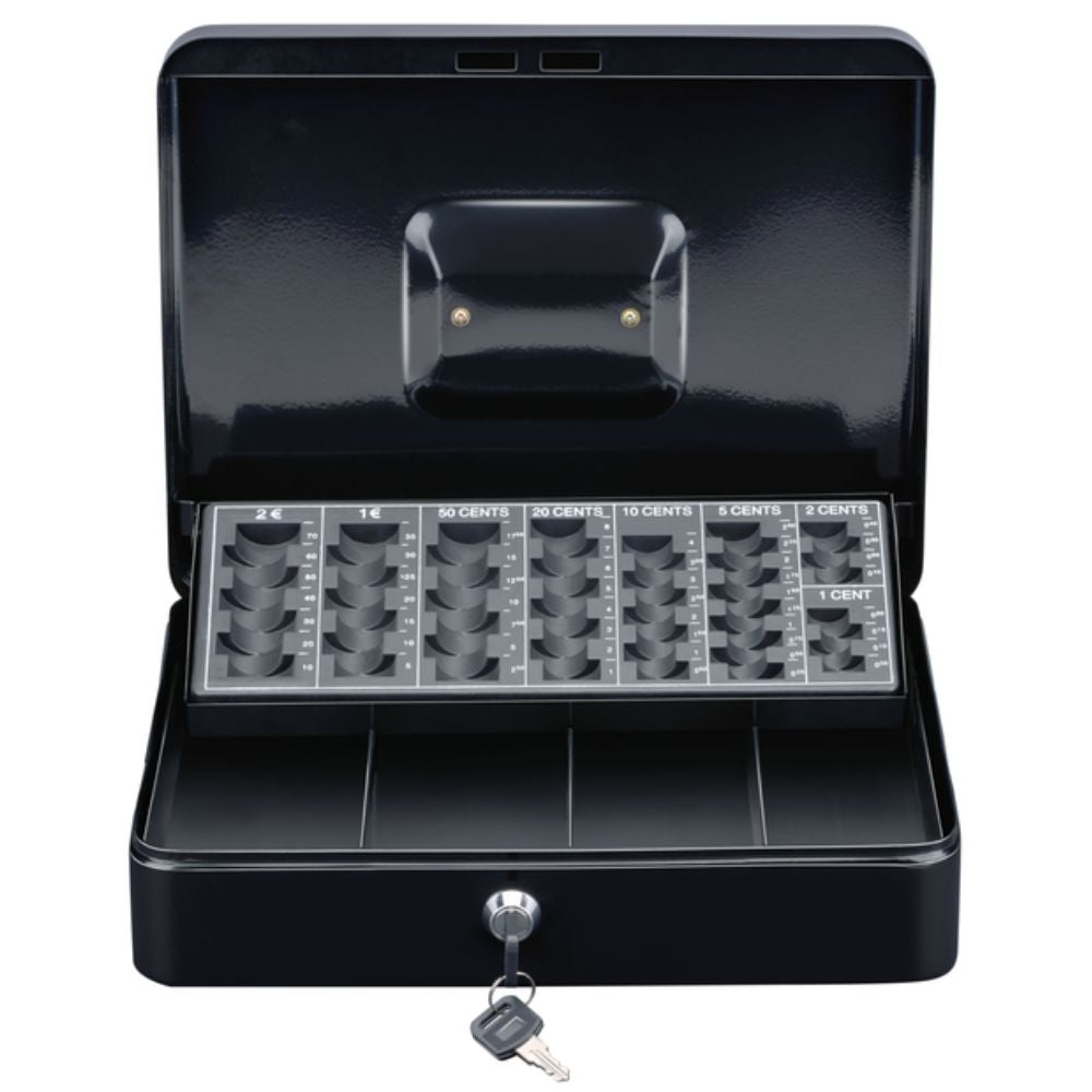 BLACK+DECKER GELDKISTJE MET SLEUTEL 30,5X8,5X24CM MUNTSORTEERDER - Tuincentrum Lopik