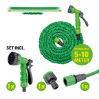 KINZO FLEXIBELE TUINSLANG ELASTISCH 5–10 METER GRIJS/GROEN - Tuincentrum Lopik
