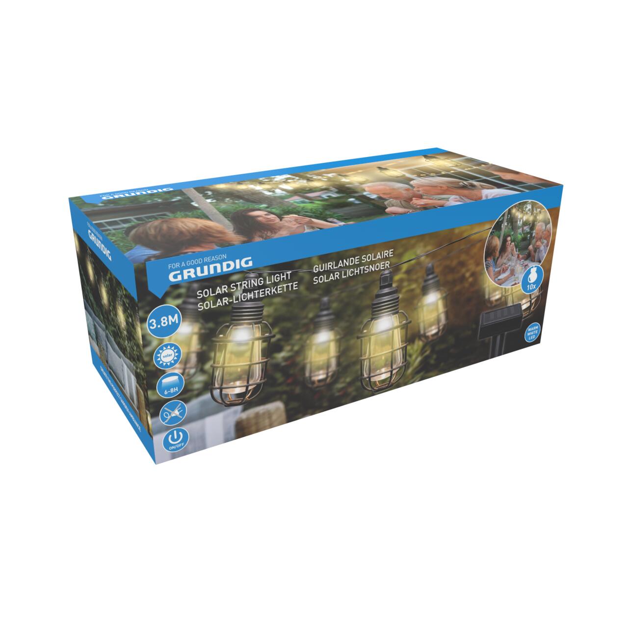 GRUNDIG SOLAR LICHTSNOER 10 LANTAARNS 3.8M LED - Tuincentrum Lopik