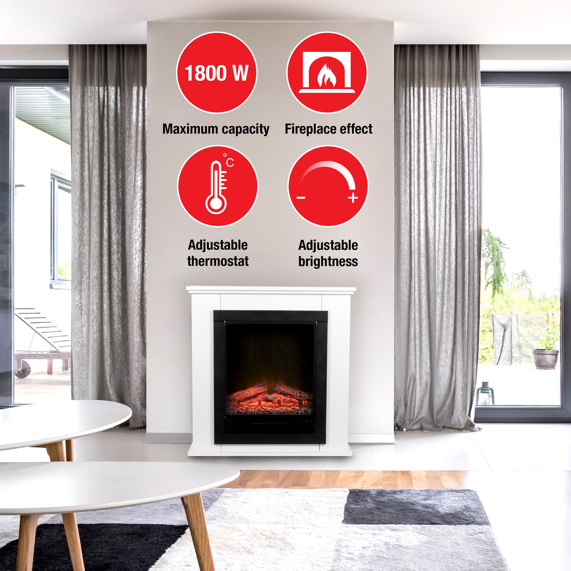CLASSIC FIRE SFEERHAARD LUGANO MET SCHOUW EN VERWARMING COMPLEET PAKKET - Tuincentrum Lopik