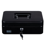 BLACK+DECKER GELDKISTJE MET SLEUTEL 25X8,5X18CM METAAL ZWART - Tuincentrum Lopik