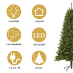 GRUNDIG KUNSTKERSTBOOM MET LED VERLICHTING 185CM 140 LEDS GROEN - Tuincentrum Lopik