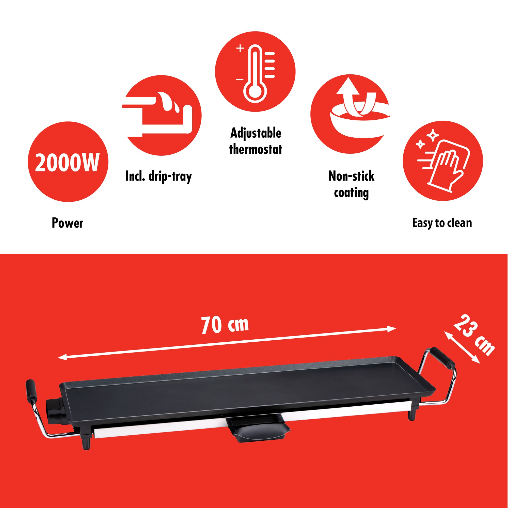 ALPINA TEPPANYAKI GRILLPLAAT 2000W 70X23CM - Tuincentrum Lopik