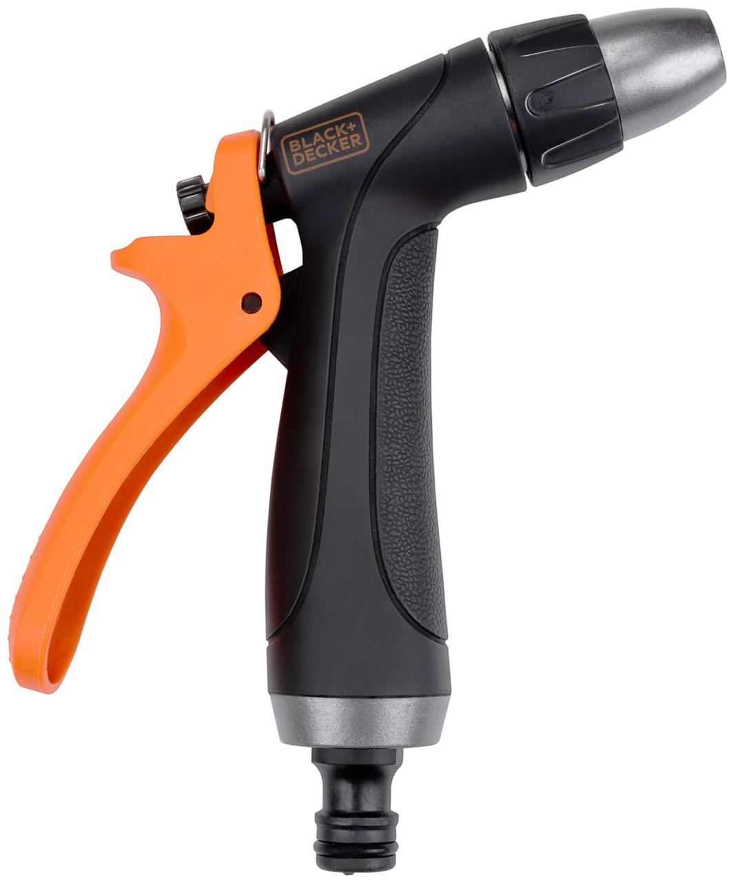 BLACK+DECKER VERSTELBARE SPROEIKOP TUINSLANG KUNSTSTOF ZWART/ORANJE - Tuincentrum Lopik