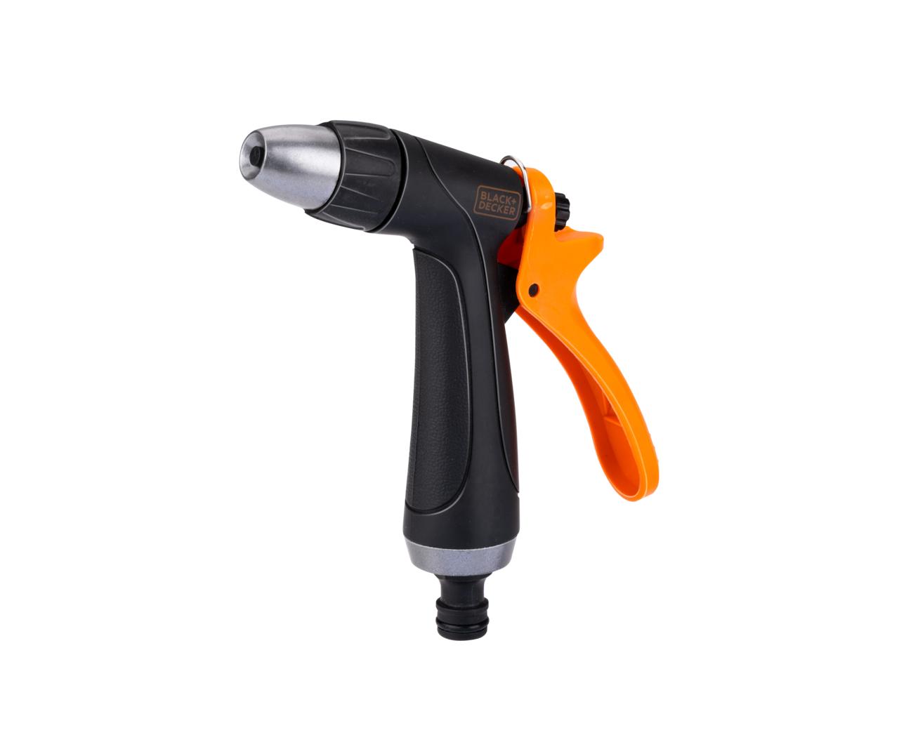 BLACK+DECKER VERSTELBARE SPROEIKOP TUINSLANG KUNSTSTOF ZWART/ORANJE - Tuincentrum Lopik