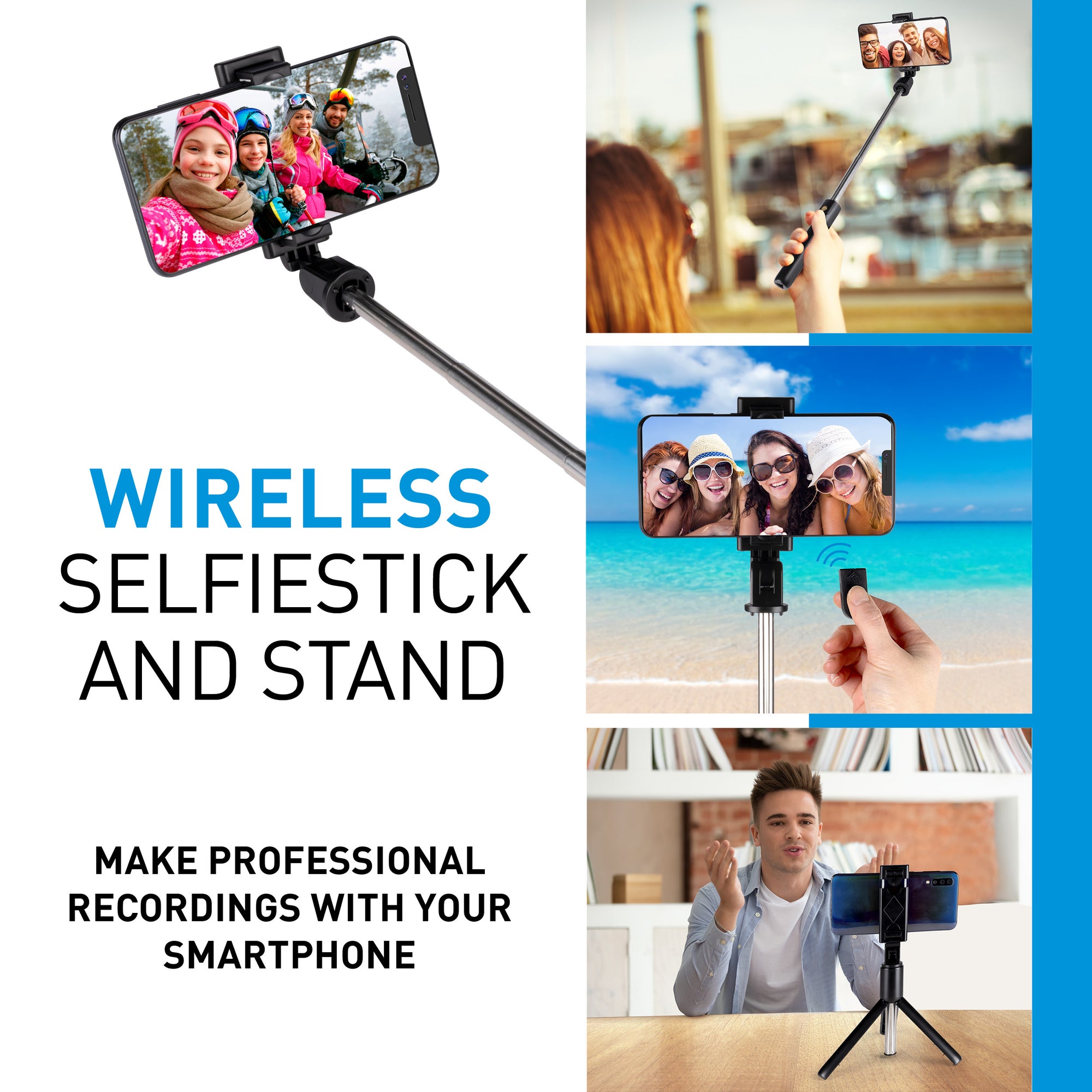 GRUNDIG SELFIESTICK 3-IN-1 MET STATIEF EN BLUETOOTH AFSTANDSBEDIENING - Tuincentrum Lopik