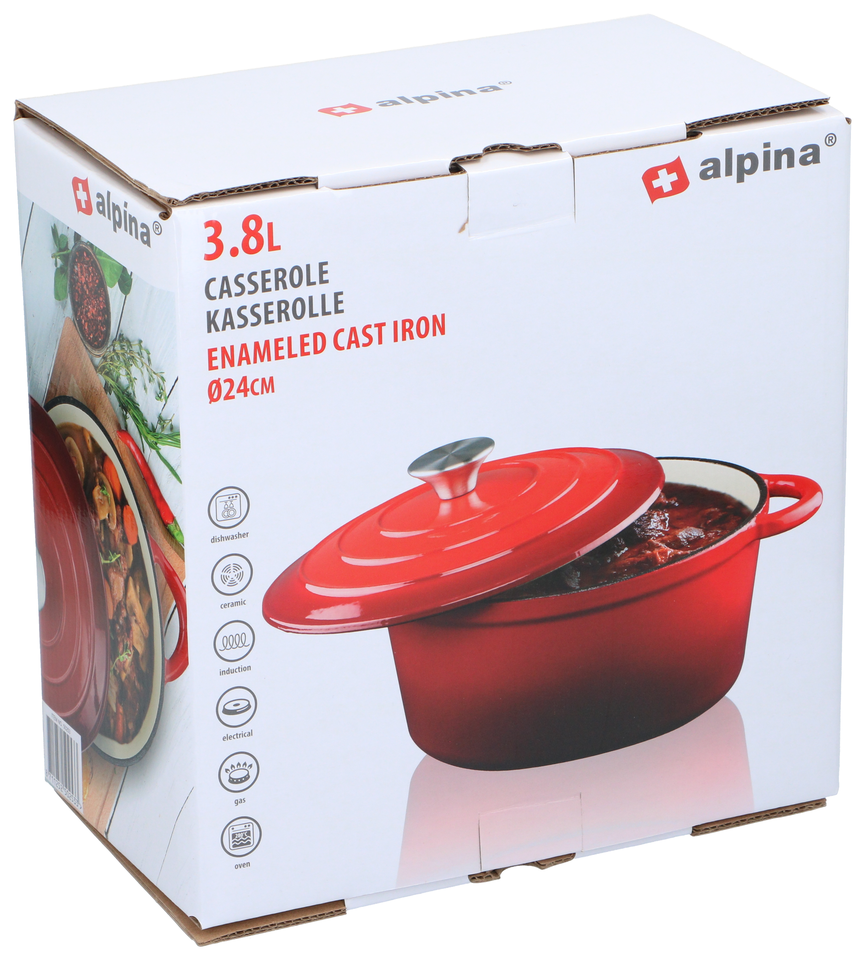 ALPINA GIETIJZEREN BRAADPAN 24 CM ROOD - Tuincentrum Lopik