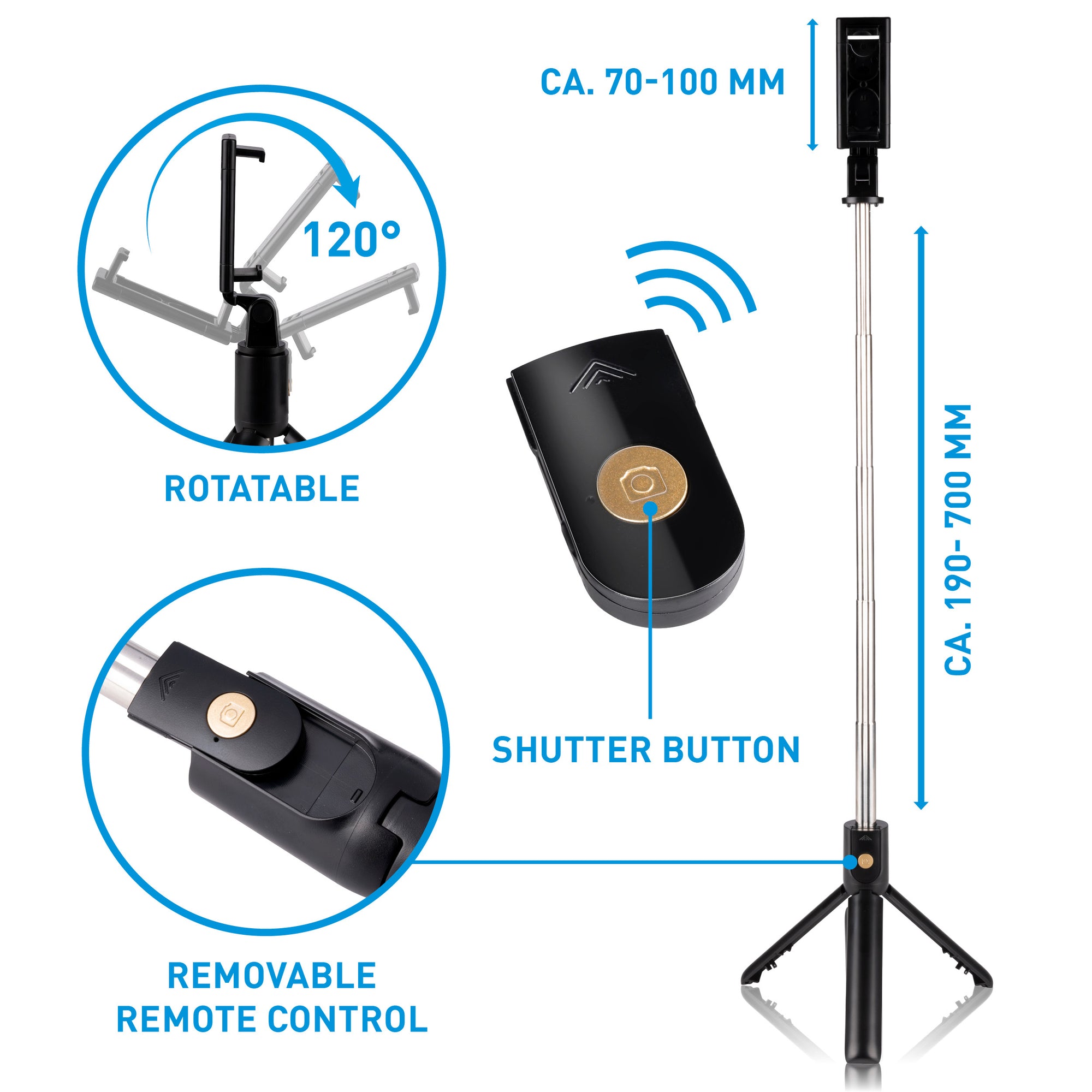 GRUNDIG SELFIESTICK MET BLUETOOTH EN TRIPOD 3-IN-1 - Tuincentrum Lopik