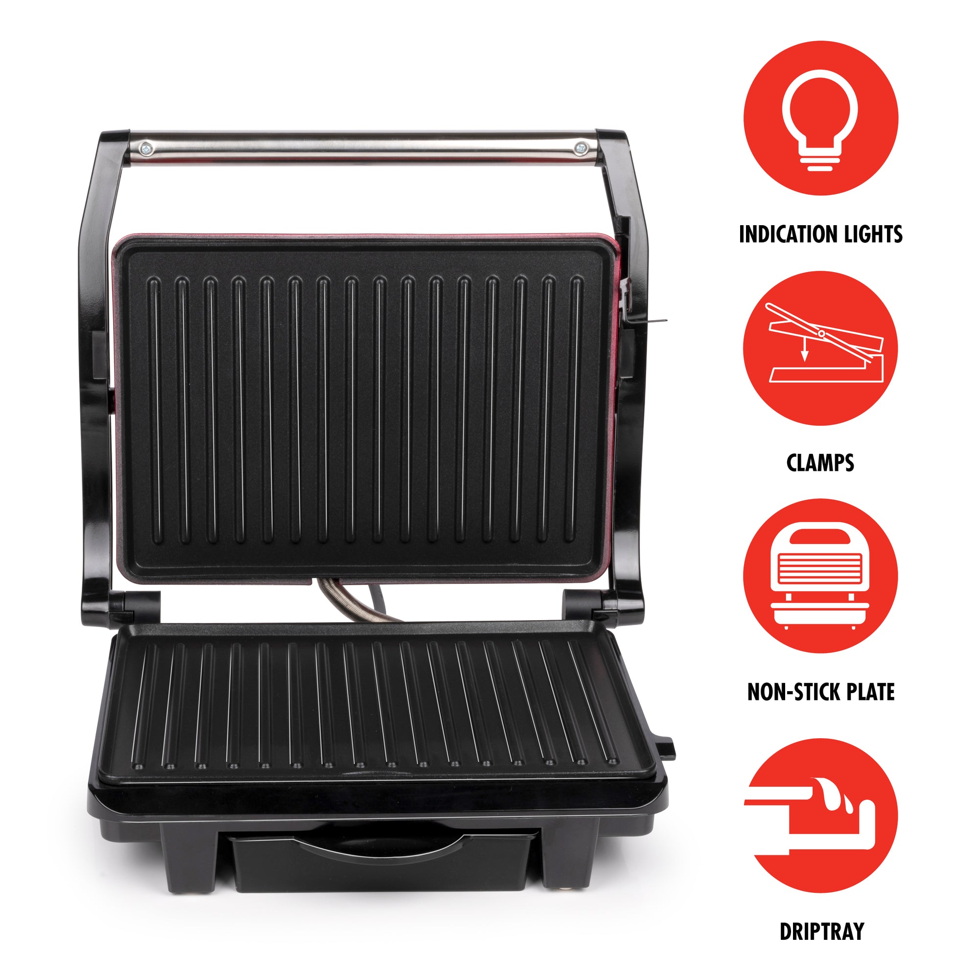 ALPINA CONTACTGRILL 1000W - ELEKTRISCHE GRILL VOOR PANINI EN VLEES - Tuincentrum Lopik