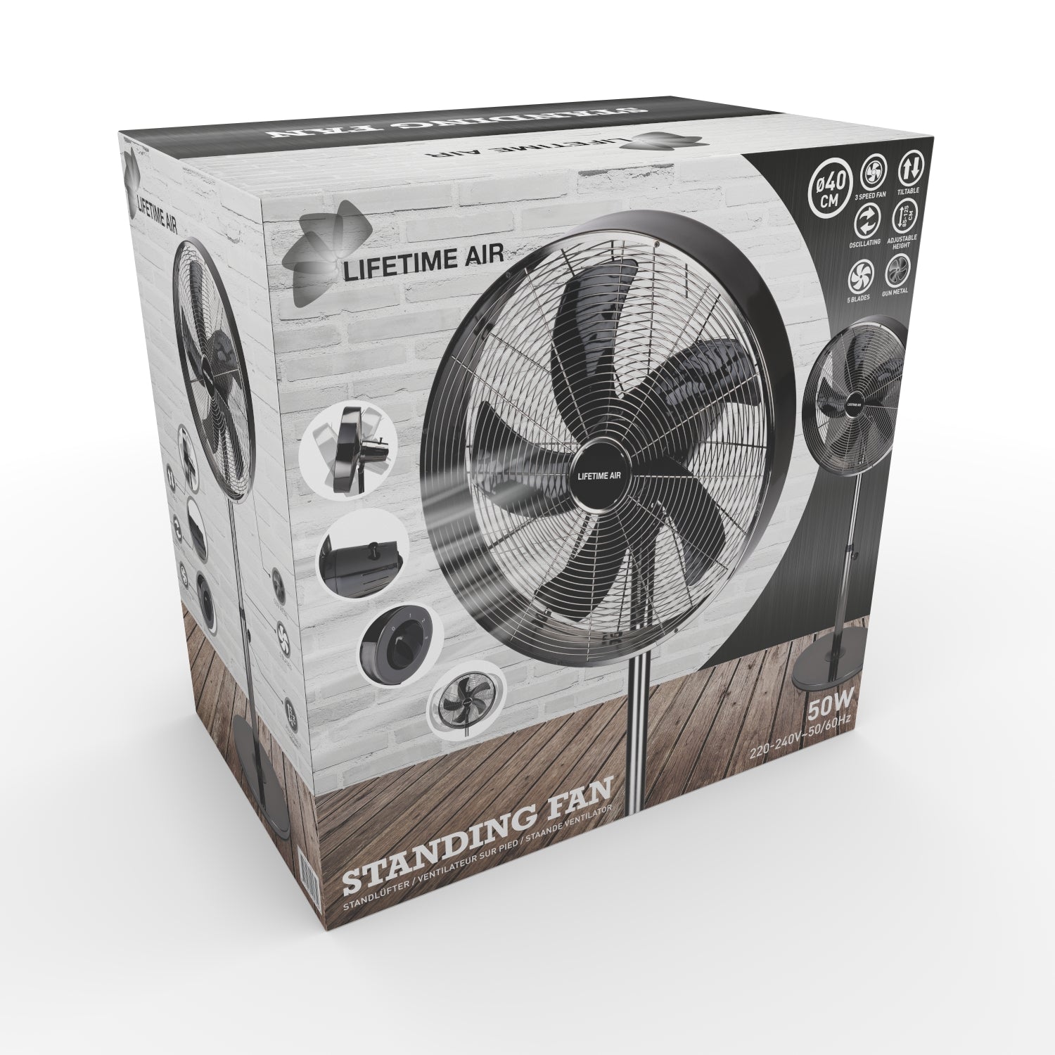 LIFETIME AIR STAANDE VENTILATOR 40CM 50W 230V - Tuincentrum Lopik