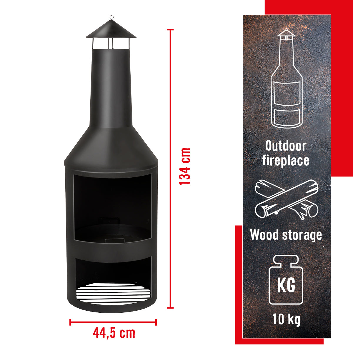 Fire Basket 44,5X44,5X134Cm