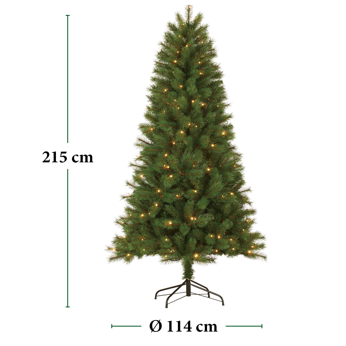 GIFTSOME KUNSTKERSTBOOM MET LED VERLICHTING 215CM 200 LEDS GROEN - Tuincentrum Lopik
