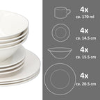Breakfast Set 16Pcs White Sw