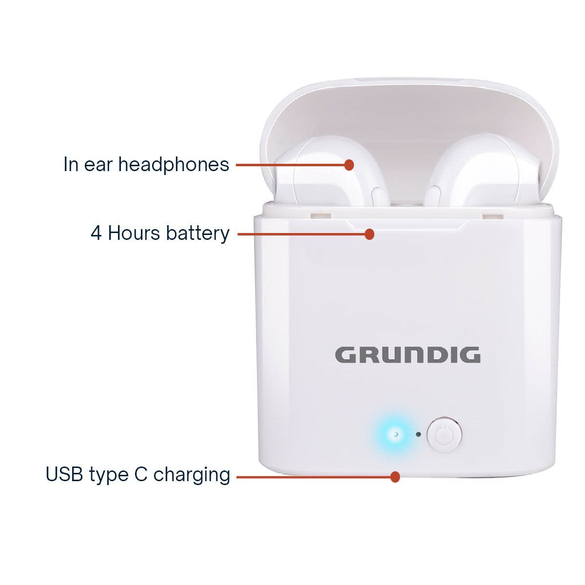 GRUNDIG DRAADLOZE BLUETOOTH OORDOPJES MET OPLAADCASE - Tuincentrum Lopik
