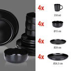 ALPINA SERVIESSET 16-DELIG STONEWARE ZWART - Tuincentrum Lopik