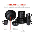 ALPINA SERVIESSET 16-DELIG STONEWARE ZWART - Tuincentrum Lopik