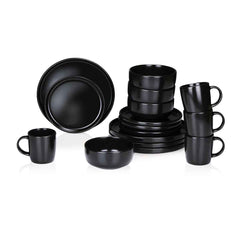 ALPINA SERVIESSET 16-DELIG STONEWARE ZWART - Tuincentrum Lopik