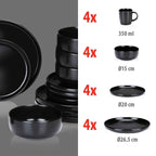 ALPINA SERVIESSET 16-DELIG STONEWARE ZWART - Tuincentrum Lopik