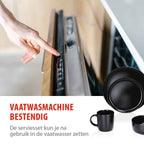 ALPINA SERVIESSET 16-DELIG STONEWARE ZWART - Tuincentrum Lopik