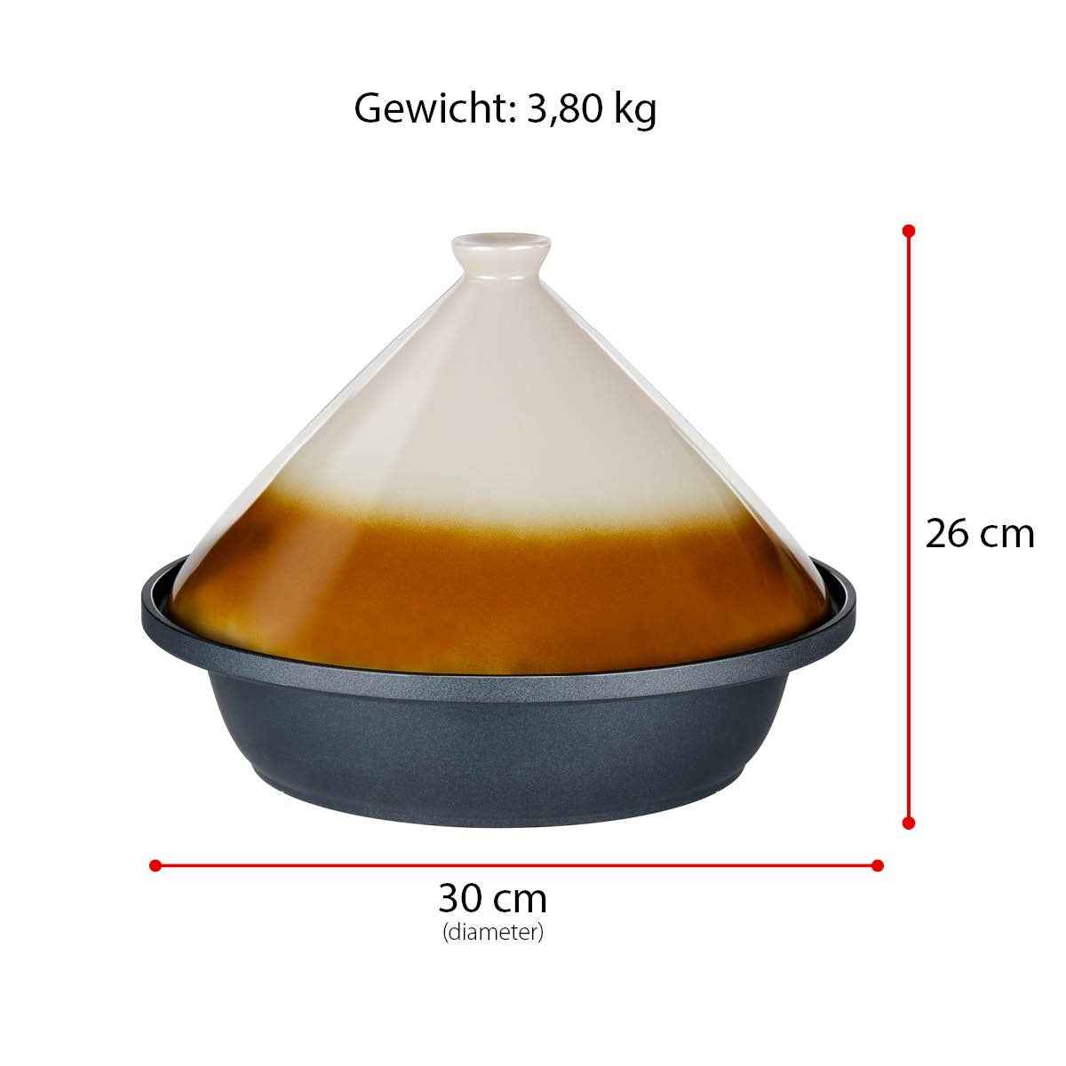 ALPINA TAJINE PAN KERAMISCHE DEKSEL 2,5 LITER ZWART/BEIGE - Tuincentrum Lopik