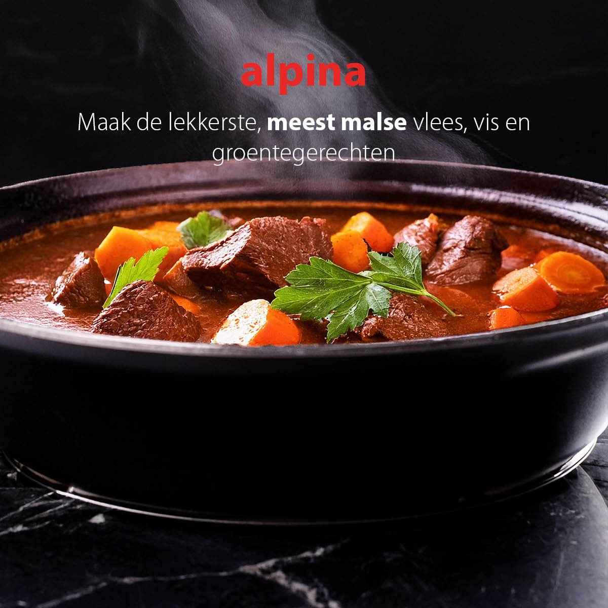 ALPINA TAJINE PAN KERAMISCHE DEKSEL 2,5 LITER ZWART/BEIGE - Tuincentrum Lopik