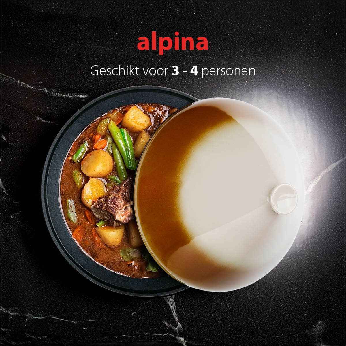 ALPINA TAJINE PAN KERAMISCHE DEKSEL 2,5 LITER ZWART/BEIGE - Tuincentrum Lopik