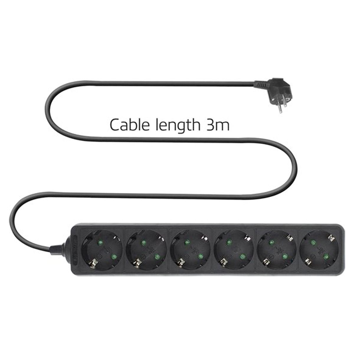 Socket 6Way 3X1.5Mm 1.5M Blk