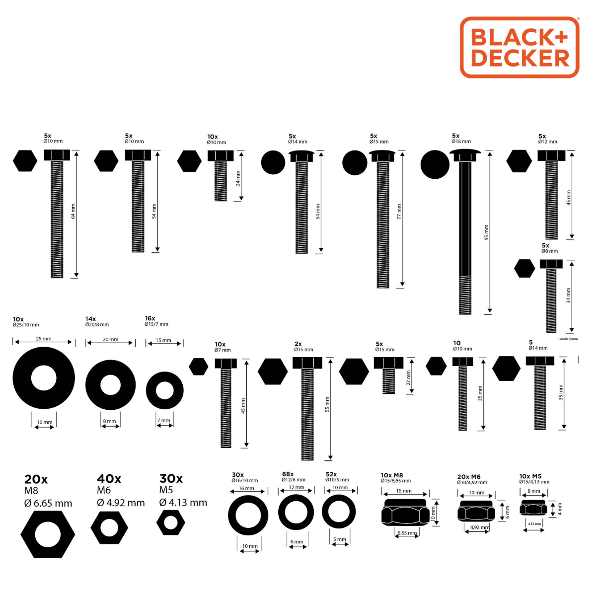 Bolts&Nuts Set, 450Pcs Ass Ss