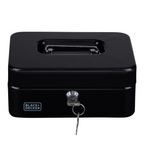 BLACK+DECKER GELDKISTJE MET SLEUTEL 20X16X8,5CM METAAL ZWART - Tuincentrum Lopik
