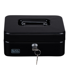 BLACK+DECKER GELDKISTJE MET SLEUTEL 20X16X8,5CM METAAL ZWART - Tuincentrum Lopik