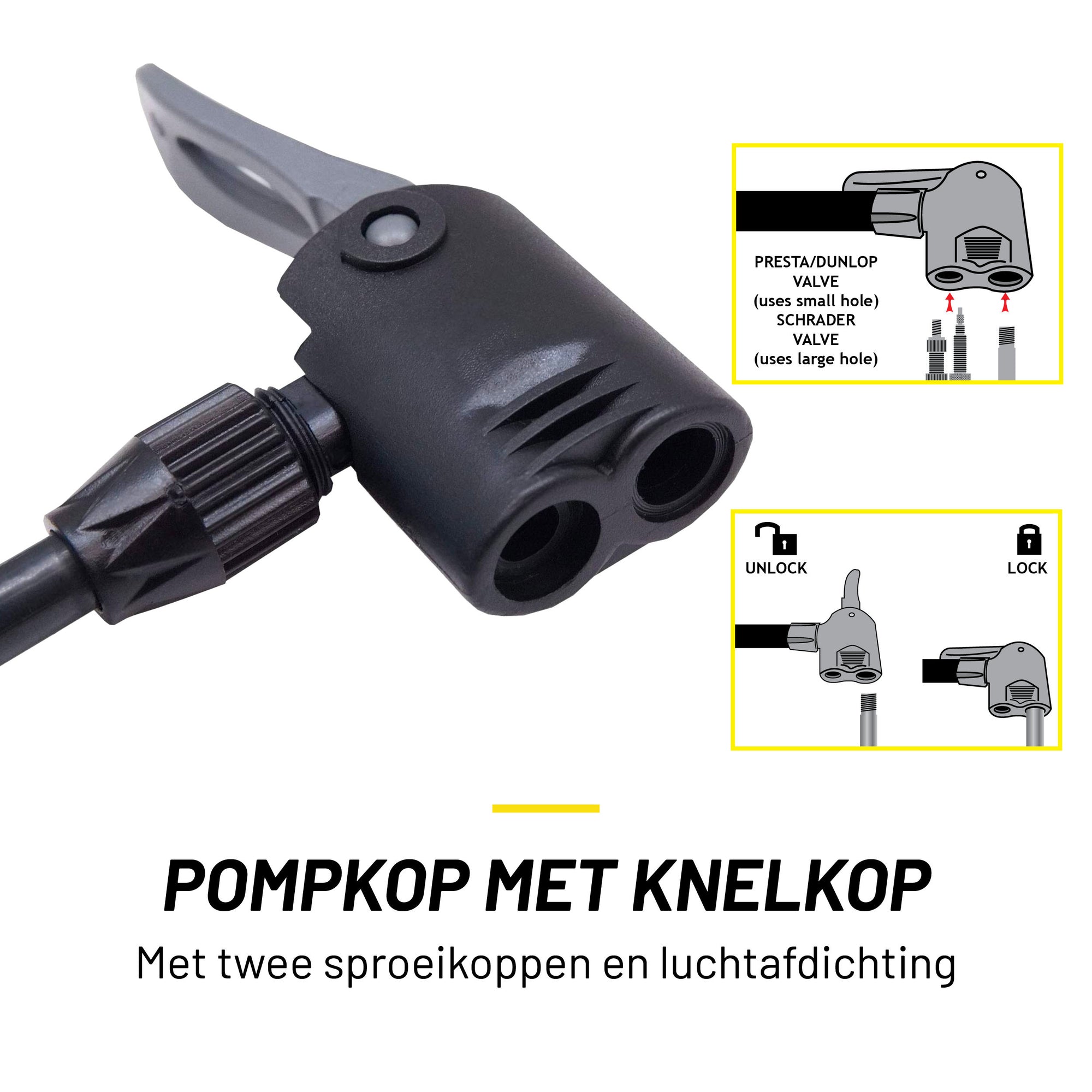 Fietspomp Met 2 Ventieladaptoren Zwart/Grijs