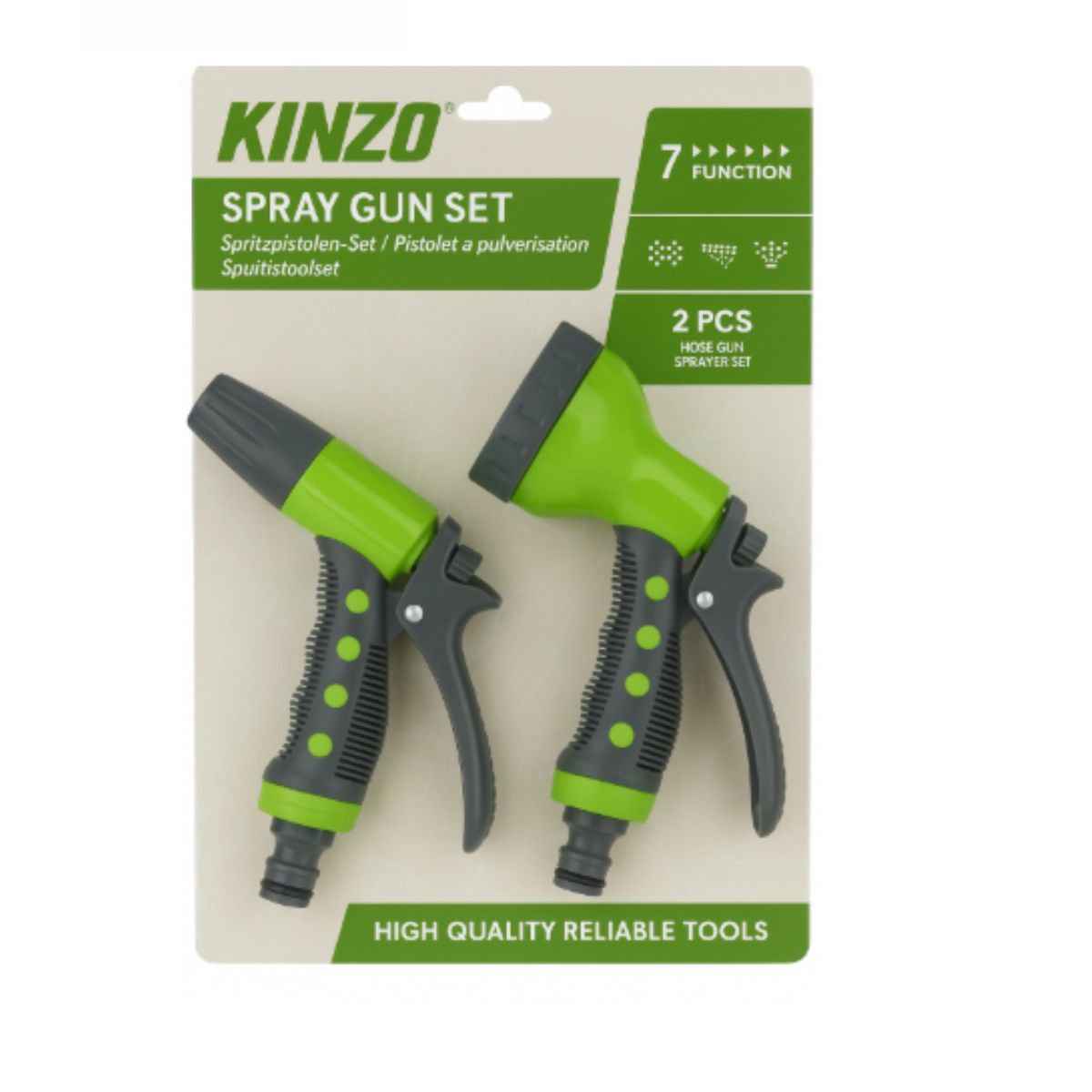 KINZO SPUITPISTOOLSET TUINSLANG 2-DELIG GROEN/ZWART - Tuincentrum Lopik