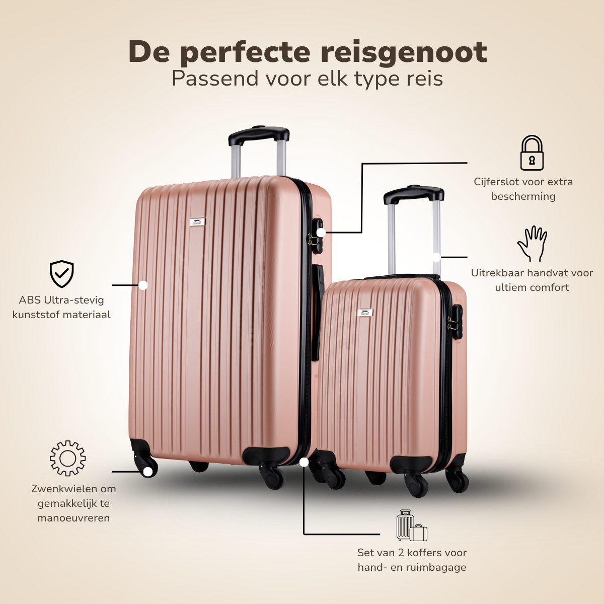 Trolley Set 2Pc Rose Gold