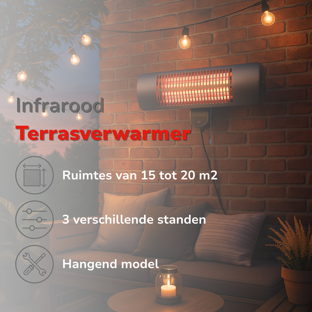 Patio Heater Wall  650-2000W