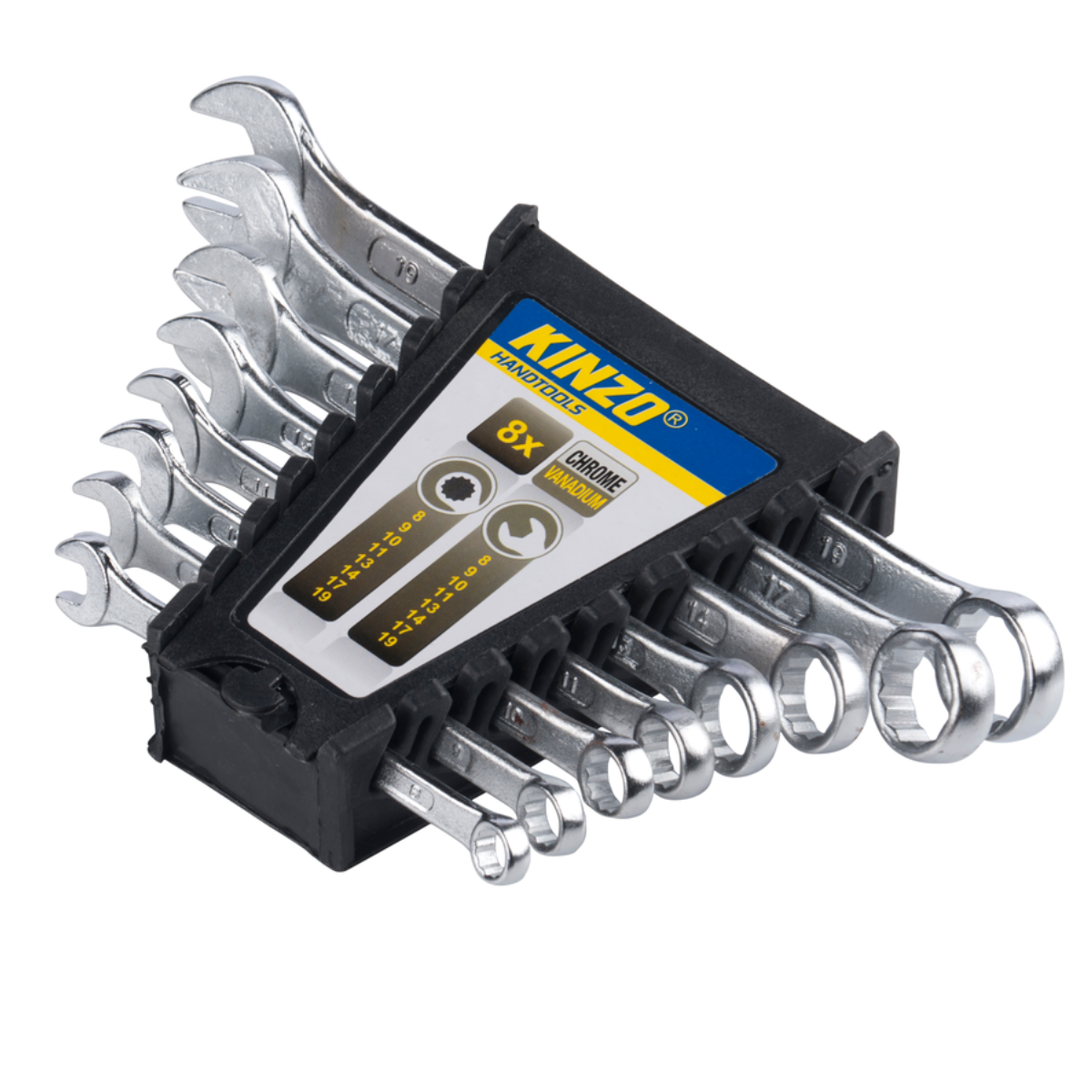 KINZO RING- EN STEEKSLEUTELSET 8-DELIG 8-19MM - Tuincentrum Lopik