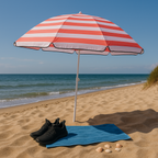 CAMP ACTIVE STRANDPARASOL ROZE GESTREEPT - Tuincentrum Lopik