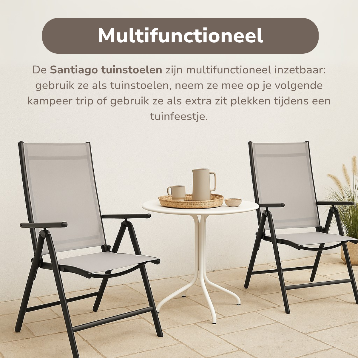 Tuinstoelen Set Santiago Grijs/Zwart