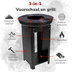 ALPINA VUURKORF EN TEPPANYAKI GRILL 2-IN-1 HOUTSKOOL 61X61X90CM - Tuincentrum Lopik