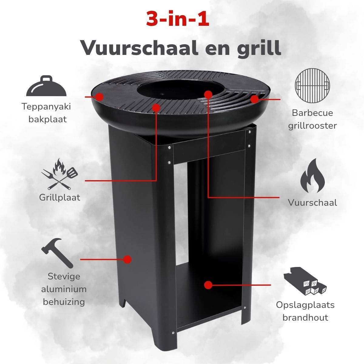 Vuurkorf En Teppanyaki Grill 61X61X90Cm